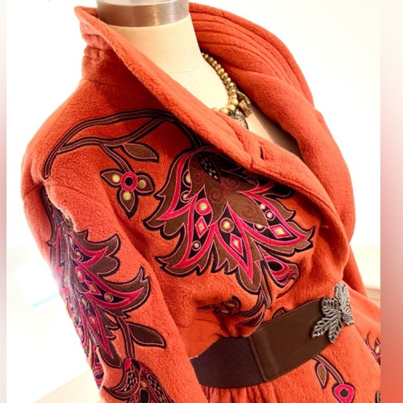 Bob Mackie Wearable Art rust fleece button down jacket/coat NWT - Picture 8 of 8